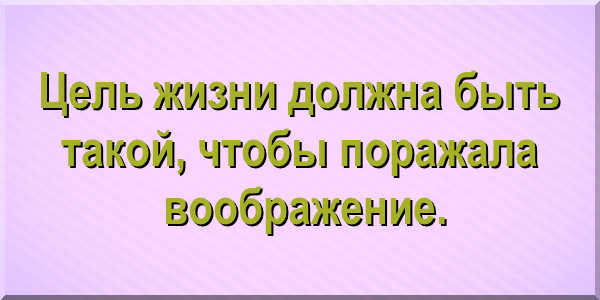 Цель жизни должна быть такой, чтобы поражала воображение.