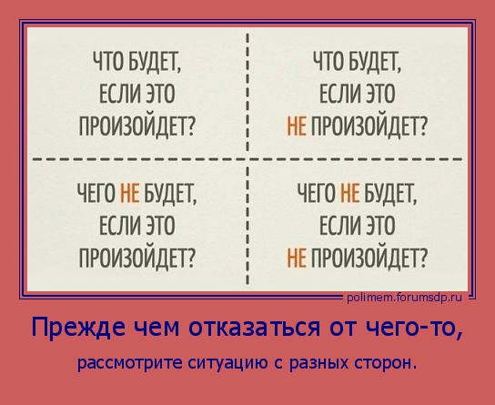 Рассмотрите ситуацию с разных сторон