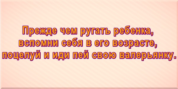 Прежде чем ругать ребенка, вспомни себя в его возрасте, поцелуй и иди пей свою валерианку.