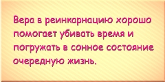 Вера в реинкарнацию хорошо помогает убивать время и погружать в сонное состояние очередную жизнь.