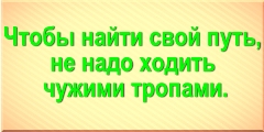 Чтобы найти свой путь, не надо ходить чужими тропами.