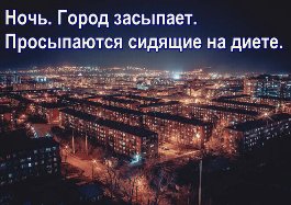 Ночь. Город засыпает. Просыпаются сидящие на диете.