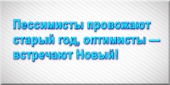 Пессимисты провожают старый год, оптимисты — встречают Новый!