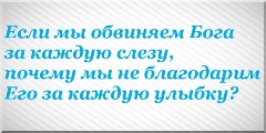 Если мы обвиняем Бога за каждую слезу, почему мы не благодарим Его за каждую улыбку?