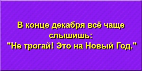 В конце декабря всё чаще слышишь: "Не трогай! Это на Новый Год."